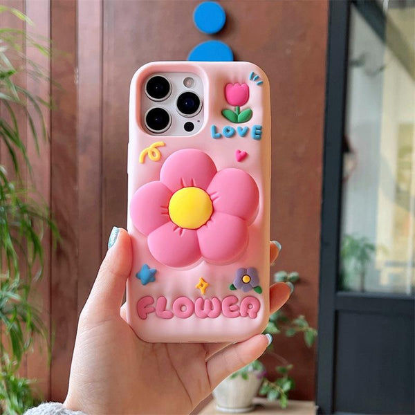 SEAGOD 3C iPhone Case Pink Flower Stand for Girls iPhone13141516proMax