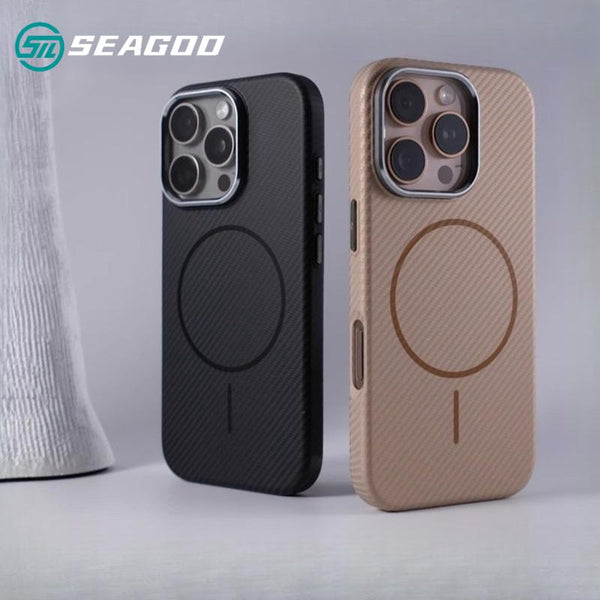 iPhone Case SEAGOD 3C Carbon Fiber Texture Magnetic Anti-fingerprint Cover iPhone 16 15 14 13 Pro Max